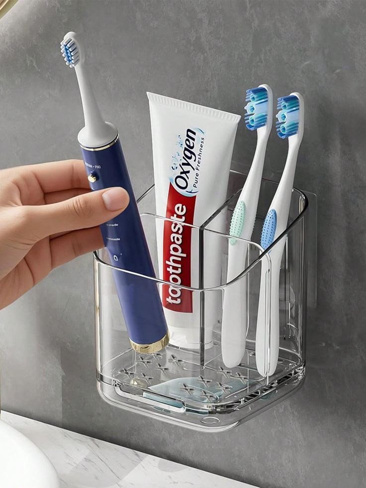 Stylish Toothbrush Holder for Bathroom - Wall Mount & Countertop Options