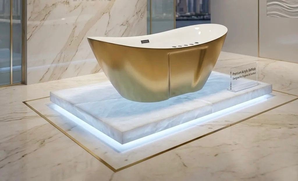 Luxury Double Slipper Freestanding Bathtub with Mixer - Elegant & Spacious